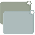 Miniatyrbillede 1 af 8: Moonkie Silikon Baby Bordmåtte, 2-pak | Skridsikker Design, BPA-fri | Vaskbare Bordmåtter til Børn (Lyseblå/Grågrøn) Light blue/Grey green