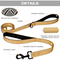 Miniatyrbillede 2 af 4: Robust Hundelead med Dobbelt Håndtag, Reflekterende til Trafikkontrol, 5FT, Khaki Khaki 5 ft 2 Handle