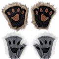 Pikkukuva 7 / 7: Therian Paws, Kissan tassu 1 pari puolihansikas Therian Paws Söpöt brodeeratut turkistassut Koristeelliset realistiset tassuhanskat lapsille aikuisille cosplay-näyttämölle, musta Svart