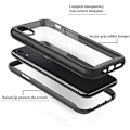 Pikkukuva 3 / 5: SQBB CellEver Clear Case för iPhone XR, kraftigt skydd med anti-halk TPU stötfångare och [2 skärmskydd i härdat 9H glas] Sho Black