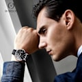 Miniatyrbillede 2 af 8: Herre ur Vandafvisende Analog Kvarts Ur til Mænd Casual Lysende Ur Simpel Design Armbåndsur Dato Kalender Ur, Sølv Sort a, L