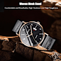 Miniatyrbilde 3 av 8: Herreklokke Vannresistent Analog Kvartsklokke for Menn Casual Lysende Klokke Enkelt Design Armbåndsur Dato Kalender Klokke, Gull Svart B, L