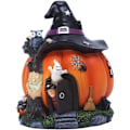 Miniatyrbillede 1 af 5: Halloween Græskar Hus Dekoration Harts Resin Have Lysende Hexe Spøgelse Kunst Håndværk Pynt