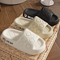 Miniatyrbillede 2 af 7: Pallene Tjock Botten Udskrift Tøfler Kvinder Sød Cartoon Bjørn Hjem Sandaler Indendørs Eva Blød Badeværelse Slides Par Strandsko Khaki 40-41(fit39-40)