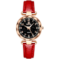 Miniatyrbillede 1 af 7: Damer Mode Ure Kvinder Rustfrit Stål Armbåndsur Elegant Læder Armbåndsur Analog Kvarts Dameur Kvinder Vært Ur Rød RED