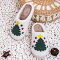 Miniatyrbillede 3 af 8: Sjove Elg-Tema Jule-Tøfler, Bløde Soveværelsessko Christmas tree F 44/45 EU