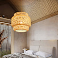 Pikkukuva 5 / 5: Taklampa Retro hängande cafélampor loft i japansk stil handvävd bambu vävd lampsh