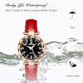 Miniatyrbillede 6 af 7: Damer Mode Ure Kvinder Rustfrit Stål Armbåndsur Elegant Læder Armbåndsur Analog Kvarts Dameur Kvinder Vært Ur Rød RED