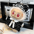 Miniatyrbilde 1 av 5: Sommersalg Labubu Dukke Klær Første Generasjon Andre Generasjon Blind Box Labubu Dukke Klær (Hodeplagg + Klær + Sløyfe) Svart Chanel-stil
