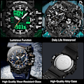 Miniatyrbillede 6 af 7: Mænds Mode Sports Armbåndsur Multifunktionelt Elektronisk Ur Digitalt Kvartsur Dobbelt Display Ur til Dreng 50m Vandafvisende Sort B Black B