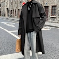 Miniatyrbillede 2 af 7: 2023 Forår Efterår Mænd Løs-Fit Trenchcoat Stilfuld Hong Kong Stil Dobbelt-Bryst Lukning Mellem Lang Frakke Khaki XL