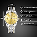 Miniatyrbillede 5 af 7: Elegant Herre Quartz Armbåndsur Klassisk Rustfrit Stål Herreur Diamant Vandafvisende Ur Multifunktionelt Forretningsur til Mænd Guld C Gold C