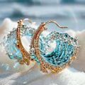Miniatyrbillede 6 af 8: Ocean's Oath Smykkesæt, Halskæde og Havs Ed Ring/Ørestik Gaveæske Set