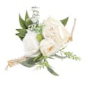 Miniatyrbilde 7 av 8: Håndleddsblomster for bryllup, brud, håndleddsblomst, dekorative hvite roser og grønne blader for ball 0.1
