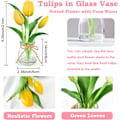 Miniatyrbillede 1 af 4: Gule Tulipaner i Glasvase med Kunstigt Vand, Ægte Touch Blomster til Kontor og Bryllupsdekoration Yellow