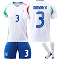 Miniatyrbild 1 av 9: UEFA Euro 2024 Italien Bortalandslag Fotbollströjor Barn Fotbollskläder No.10 Dimarco 16 No.10 Dimarco 16