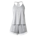 Miniatyrbild 6 av 7: Kvinnors Virkade Spets Pyjamas Ärmlös V-Hals Set Casual Daglig Bära 2 Bit Sömnkläder Suit Se Solid Home Kläder Sommar 2023. anj XXL