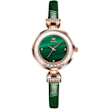 Miniatyrbilde 1 av 7: Elegant damearmbåndsur med diamanter, analogt kvartsur for damer, vanntett smaragd-klokke, fasjonabelt klesur med lærreim, GRØNN Green