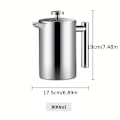 Miniatyrbild 3 av 7: 1 st rostfritt stål tekanna med filterpresskanna Dubbelväggig utomhus handbryggd kaffekanna, 350 ml 800 ml 1000 ml bryggd tekanna