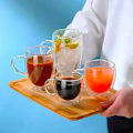 Miniatyrbilde 3 av 7: Varmebestandig dobbeltvegget glasskopp Høy borosilikatglasskrus Øl Juice Kaffe Vannkopper Transparent kopp Drikkevarer Gave Ingen Håndtak 80ml