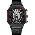 Miniatyrbillede 1 af 7: Mænds Forretningsur i Rustfrit Stål med Luminous Analogt Urværk, Multifunktionel Chronograph Ur, Mode Kvadratisk Ur, Sort Rød A Black Red A