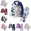 Miniatyrbilde 2 av 7: Sleepwears Taylors The Swifts Pyjamas Print 2-delt sett Långärmade med reverskrage Casual Byxor 1989 Pyjamaskostymer Style-10 Style-10 M