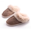 Miniatyrbillede 4 af 5: Vintervarme plys kvinders tøfler Flade sko indendørs skridsikre Khak Khaki 36-37 (fits 34-35)