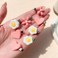 Miniatyrbild 5 av 7: 5 st/set Söta rosa mini barnrosetter Hårklämmor för flickor Härligt hjärta Hårnålar Tecknad blomma Handgjorda huvudbonader Håraccessoarer 2