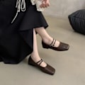 Miniatyrbillede 7 af 7: Fransk Aftenstil Mary Jane Kvindesko Enkelt Lag Elegante Flade Sko. Sort 39