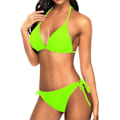 Miniatyrbilde 3 av 5: WJSM Dame Triangel Bikini Sett Halter Todelt Sexy Badedrakt String Knyting Side Badedrakt Neon Grønn Neon Green M