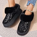 Miniatyrbillede 1 af 7: Faux Pels Vintersøvlar Kvinnor 2024 Mode Sequined Tyg Värm Snö Stövövlar Kvinna Icke-Slipa Förtjocka Plus Ankel Booties Plus Si Se 44. sort 36