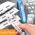 Miniatyrbilde 3 av 7: Mini Traceless Gjenbrukbar Håndklemme Push Heftemaskin Papir Bok Fil Kontor Skole Student Binding Verktøy Tilbehør Refills