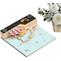Miniatyrbillede 8 af 8: 3D Kunst Sticky Notes Blok, Papirskulptur Notesblok med Displayboks til Kontor og Hjem Peach Blossom Island