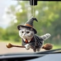Miniatyrbillede 4 af 6: 2D Akryl Flat Magic Cat Pendul, Bakspejl Dekoration Pendul, Nøglering Dekoration Vedhæng, Hjem Dekoration Sort