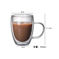 Miniatyrbilde 1 av 7: Varmebestandig dobbeltvegget glasskopp Høy borosilikatglasskrus Øl Juice Kaffe Vannkopper Transparent kopp Drikkegods Gave Håndtak 350ml