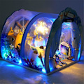 Miniatyrbild 2 av 7: Ocean Tunnel Dockhus Med Möbler Led Ljus Kit Diy Miniatyr Trä Dockor Hus Romantisk Konst Handverk Barn Jul Födelsedagspresent Hus Modell