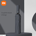 Miniatyrbillede 1 af 7: Xiaomi 12 Ben Solid Farve Automatisk Paraply Vægt Lytte Sammen Stor Butik Solskærm Uv Beskyttelse Til Kvinder Mænd Sort