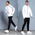 Miniatyrbilde 2 av 7: Herre Sportswear Set Fotballtrøye Fotballtreningsklær Herre Løping Hoodie Jakker Langarmet Treningsoverall Sport Sweat Suit Jersey hvit L Jersey white L