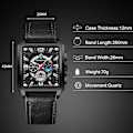Miniatyrbillede 5 af 7: Rektangulære herreur fashion analog kvarts armbåndsur mænd business vandtæt ure lysende rustfrit stål armbånd til mænd Sort Hvid C Black White C