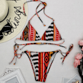 Miniatyrbild 4 av 6: Bikiniset för damer med snörning i sidan, stringtrosa, badkläder, flerfärgad Multicolour S