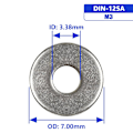 Miniatyrbillede 1 af 4: M3 x 7mm OD Flade Skiver - 100 stk 18-8 (304) Rustfrit Stål Flade Skiver Silver M3/304