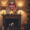 Miniatyrbillede 3 af 5: Julekrans med teksten \"Merry Christmas\", Julskylt til dørdekoration, Rustik Trædekoration til Udendørs