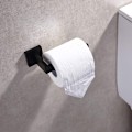 Miniatyrbillede 3 af 5: Mat sort toiletpapirholder, toiletrulleholder og kroge til badeværelse og køkken, rustfrit stål, moderne firkantet