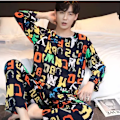 Miniatyrbilde 1 av 7: 2-pakning Nye Vår- og Høst Pyjamassett for Gutter Myke Langarmede Søvnreise Hjemme Pyjamas Herre Cass Hjemmeklær Red004 M