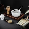 Miniatyrbild 6 av 8: 7 st/set matcha-set, matcha vispset inkluderar matchningsskål, bambuvisphållare, matchasjal, teskop, skopa hållare och tehandduk, japansk te-set vit Vitt