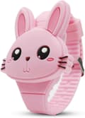 Söt digital barnklocka, söt kaninformad flickklocka LED Mode Silikon Djurform Clamshell Design Armbandsur Flicka Bästa Presenter Rosa_max