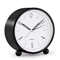 Miniatyrbillede 1 af 5: Analogt vækkeur, 4 tommer super stille, ikke-tikende lille ur med natlys, batteridrevet, enkelt design, til soveværelse, seng, skrivebord Sort Black