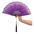 Miniatyrbillede 1 af 8: 1920'er Vintage Stil Flapper Håndvifte til Kostumefest Dans Purple