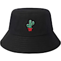 Miniatyrbild 1 av 6: Bucket Hat Bomull Sommar Fiskehatt för Kvinnor Män, (kaktus-svart)