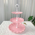 Miniatyrbild 3 av 5: 1 st Tårtställ Vit Plast Dessertbord Ställ Set 4 st 3 Vånings Cupcake Displayställ Kakbricka Rack Serveringsbricka Tårtdisplaytorn för Style 3